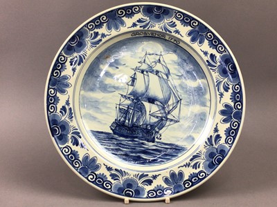 Lot 392 - A COLLECTION OF SIX HAND PAINTED DELFT PLATES