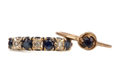 Lot 818 - A SAPPHIRE AND DIAMOND BAND AND ONE OTHER