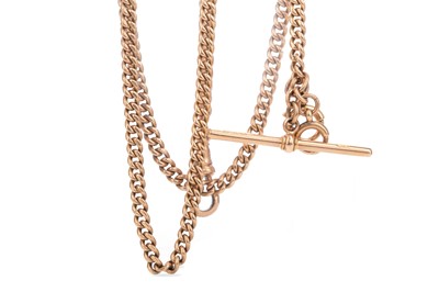 Lot 820 - A NINE CARAT GOLD ALBERT CHAIN