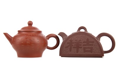 Lot 1334 - TWO 20TH CENTURY CHINESE YIXING POTTERY TEAPOTS