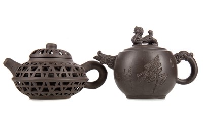 Lot 1341 - TWO 20TH CENTURY CHINESE YIXING POTTERY TEAPOTS