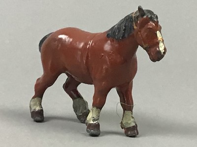 Lot 422 - A COLLECTION OF VINTAGE PAINTED FARM ANIMALS AND EQUIPMENT