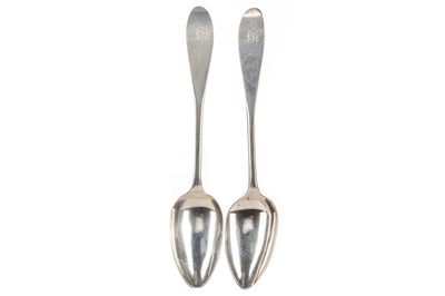 Lot 218 - A PAIR OF SCOTTISH PROVINCIAL SILVER TABLE SPOONS