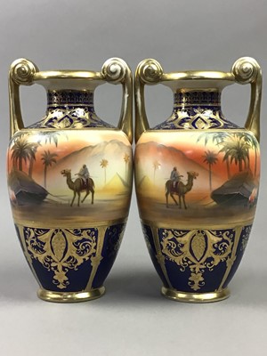 Lot 493 - A PAIR OF NORITAKE VASES