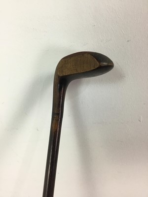 Lot 495 - A GROUP OF VINTAGE GOLF CLUBS AND WALKING STICKS