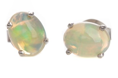 Lot 686 - A PAIR OF ETHIOPIAN OPAL STUD EARRINGS