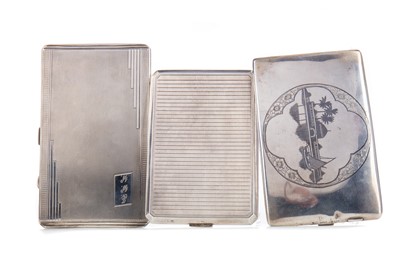 Lot 222 - TWO SILVER AND AN NIELLO ENAMEL CIGARETTE CASE