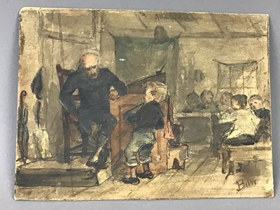 Lot 484 - CLASSROOM, A BRITISH SCHOOL WATERCOLOUR AND A 19TH CENTURY OIL