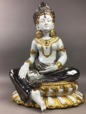 Lot 588 - AN ITALIAN CERAMIC AND GILT FIGURE AND OTHERS