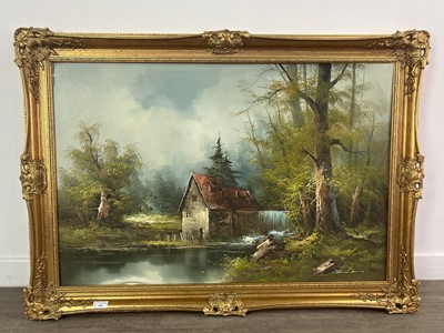 Lot 606 - A RURAL SCENE OIL ON CANVAS