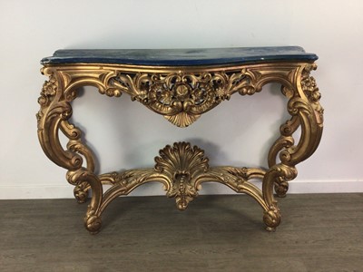 Lot 761 - A LOUIS XVI STYLE GILTWOOD CONSOLE TABLE