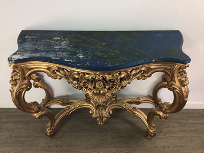 Lot 761 - A LOUIS XVI STYLE GILTWOOD CONSOLE TABLE