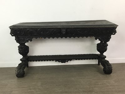 Lot 762 - A VICTORIAN EBONISED OAK SIDE TABLE