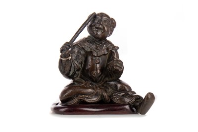 Lot 1103 - A JAPANESE BRONZE FIGURE OF A MUSICIAN