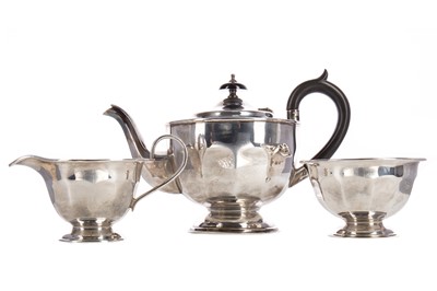 Lot 233 - A GEORGE V SILVER THREE PIECE TEA SERVICE