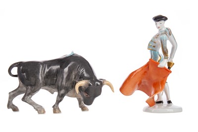 Lot 529 - G. THIERSCH FOR ROSENTHAL, FIGURES OF A BULL AND MATADOR