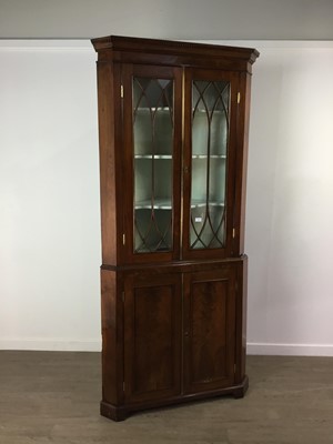 Lot 323 - A MAHOGANY TWO STAGE CORNER CABINET