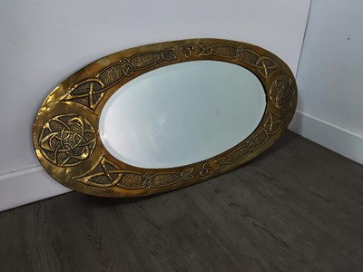 Lot 530 - AN ARTS & CRAFTS BRASS MIRROR