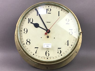 Lot 146 - A SHIP'S BULKHEAD CLOCK