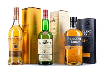 Lot 54 - HIGHLAND PARK 12 YEAR OLD, GLENLIVET 12 YEAR OLD AND GLENMORANGIE 10 YEAR OLD