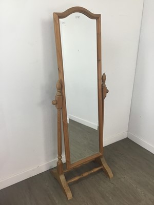 Lot 197 - A PINE CHEVAL MIRROR