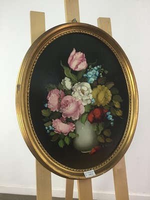 Lot 125 - STILL LIFE, AN OIL BY R. ROSINI, ALONG WITH ANOTHER STILL LIFE