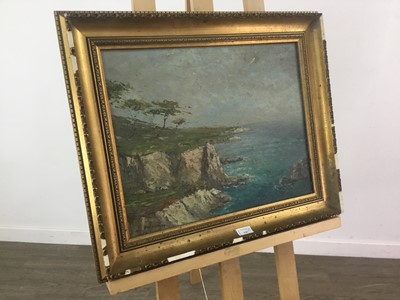 Lot 126 - WINDSWEPT SHORE LINE, AN OIL BY L. VISENTINI AND ANOTHER OIL DEPICTING A PARISIAN SCENE