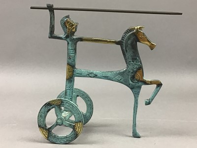 Lot 164 - A BRONZED CHARIOTEER IN THE MANNER OF FREDERICK WEINBERG AND OTHERS