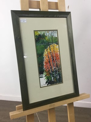 Lot 174 - BIRCH TREES, A MIXED MEDIA BY DANIEL CAMPBELL