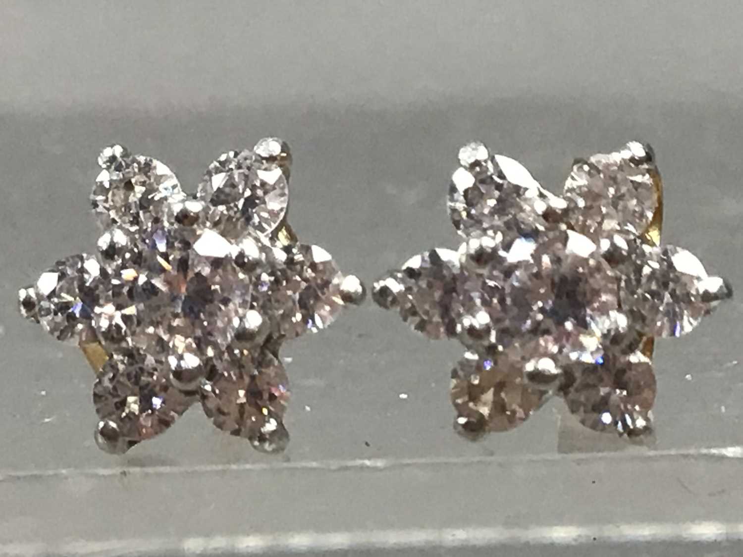 Lot 61 - THREE PAIRS OF NINE CARAT GOLD GEM SET EARRINGS