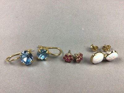 Lot 61 - THREE PAIRS OF NINE CARAT GOLD GEM SET EARRINGS