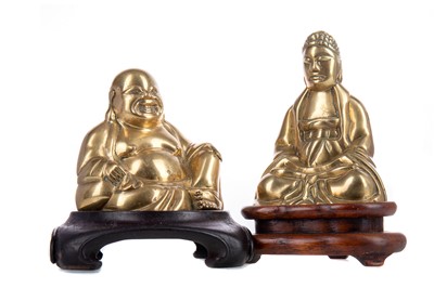 Lot 1365 - TWO CHINESE BUDDHA FIGURES AND FUTHER EAST ASIAN FIGURES