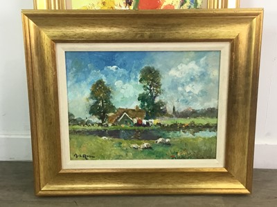 Lot 10 - AN OIL ON BOARD DEPICTING A SCENE FROM VENICE