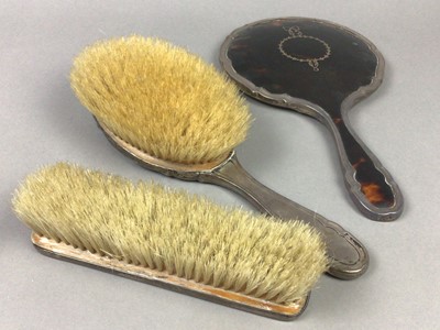 Lot 223 - A SILVER AND TORTOISESHELL VANITY SET