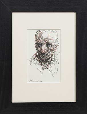 Lot 67 - A PORTRAIT OF MY GRANDFATHER, A MIXED MEDIA BY PETER HOWSON