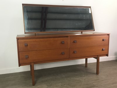 Lot 2 - A MID-CENTURY TEAK MIRRORED DRESSING TABLE BY SYMBOL FURNITURE