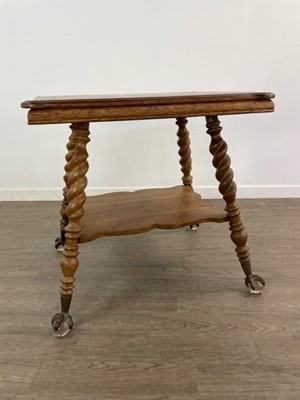 Lot 773 - AN AMERICAN OAK TWO-TIER TABLE AND TWO CHAIRS