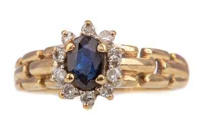 Lot 491 - SAPPHIRE AND DIAMOND CLUSTER RING