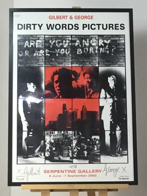 Lot 16 - A GILBERT & GEORGE SIGNED DIRTY WORDS PICTURES POSTER
