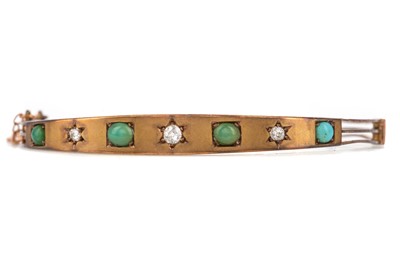 Lot 495 - A VICTORIAN TURQUOISE AND DIAMOND BANGLE
