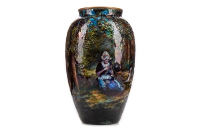 Lot 576 - JULES SARLANDIE (1874-1934) FOR LIMOGES, AN ENAMELLED VASE