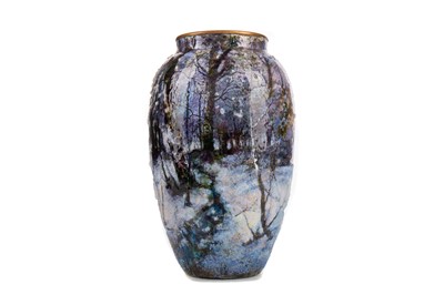 Lot 577 - JULES SARLANDIE (1874-1934) FOR LIMOGES, AN ENAMELLED VASE