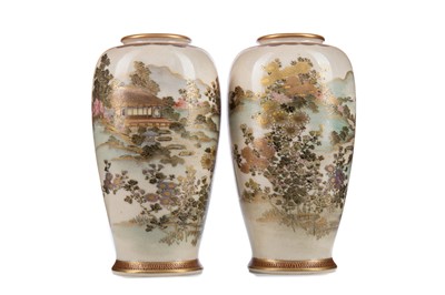 Lot 1388 - A PAIR OF JAPANESE SATSUMA VASES