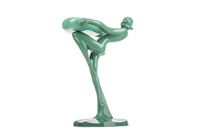 Lot 580 - AN ART DECO FIGURAL ASHTRAY STAND WITH DISH BY FRANKART INC