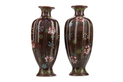 Lot 1402 - A PAIR OF JAPANESE CLOISONNE ENAMEL VASES