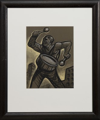 Lot 76 - DRUMMER, A PASTEL BY PETER HOWSON