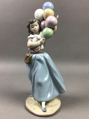 Lot 362 - A LLADRO FIGURE OF A GIRL HOLDING BALLOONS AND OTHER CERAMICS