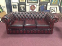 Lot 1253 - THREE SEAT BUTTON BACK CHESTERFIELD STYLE SOFA...