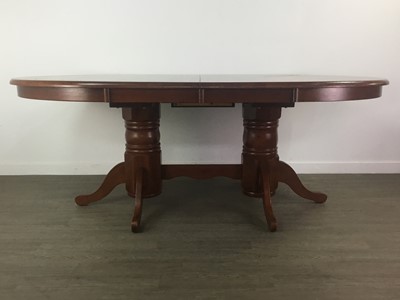 Lot 377 - A MODERN DINING TABLE AND SIX CHAIRS