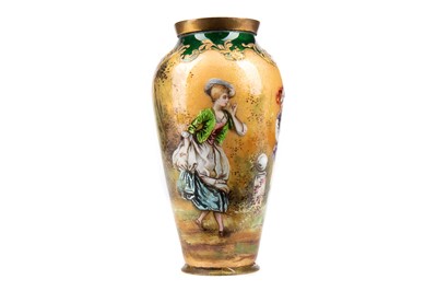 Lot 780 - A LATE 19TH/EARLY 20TH CENTURY CONTINENTAL ENAMELLED VASE